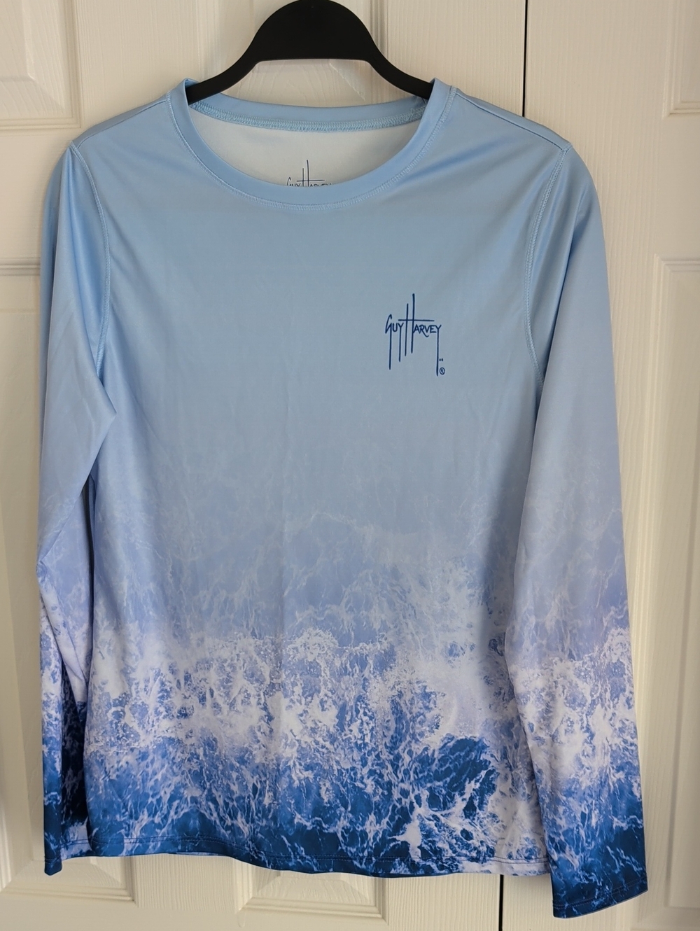 Guy Harvey Light Blue & Navy Ocean Wave Long-Sleeve Performance Shirt